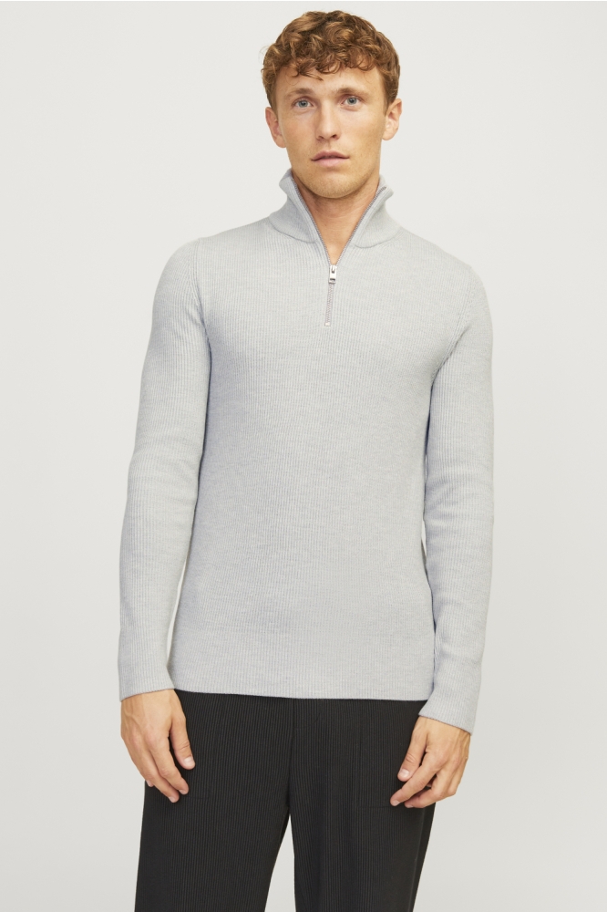 JJEPERFECT KNIT HALF ZIP SN 12257773 Light Grey Melange